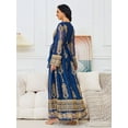 thumbnail image 3 of Robe Musulmane Élégante pour Femmes, Nouvelle Robe Longue à Motif Floral Brodé, Col Rond, Grande Balançoire (Bleu, TG), 3 of 5