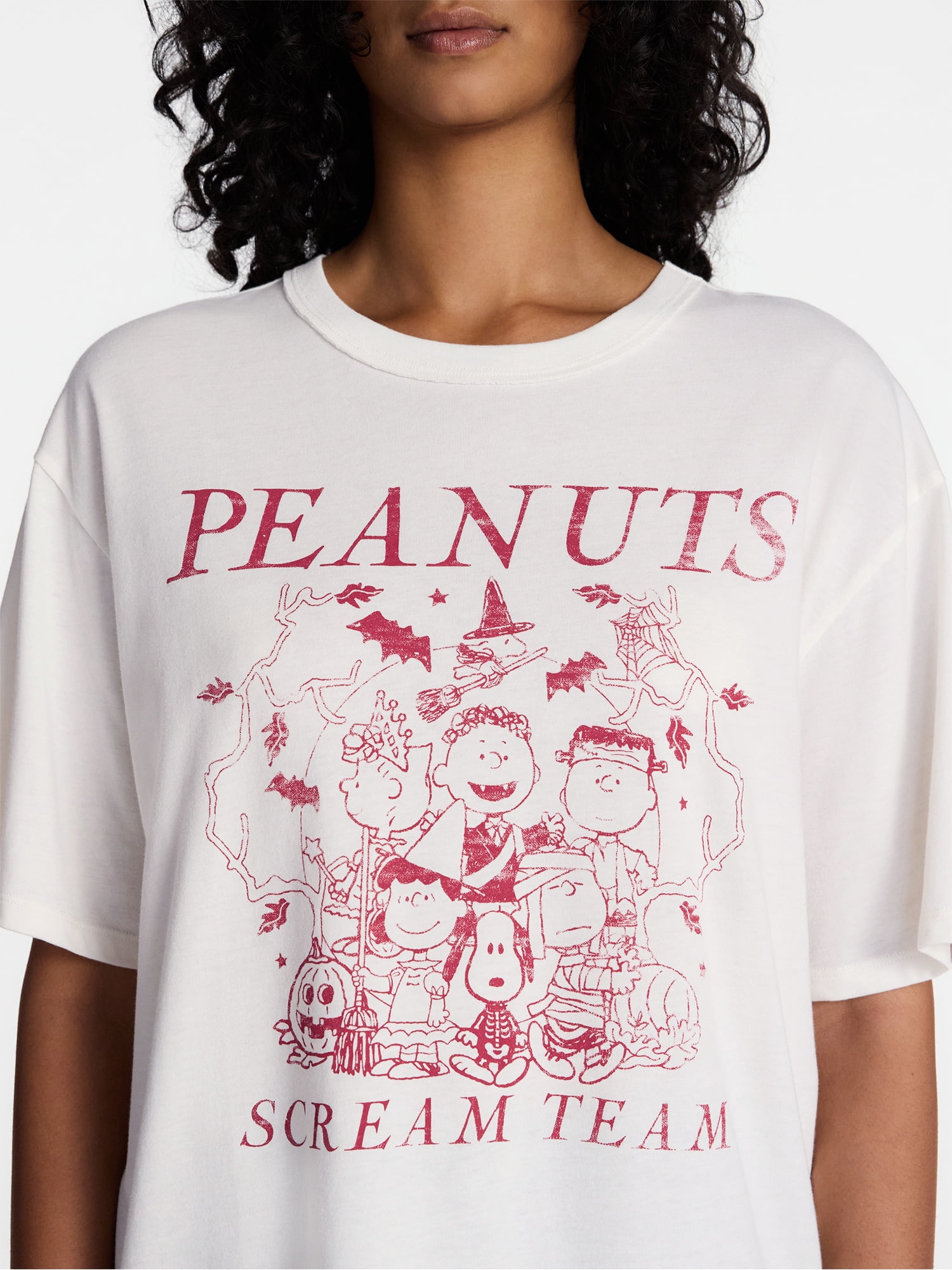Peanuts Women's Halloween Graphic Oversized Tee, Sizes XXS-XXL