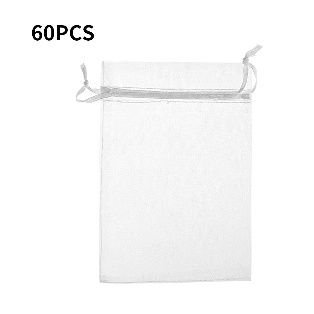60pcs Mesh candy Bag Organza Present Storage Bag Drawstring Gift Pouch Wedding Party Decoration
