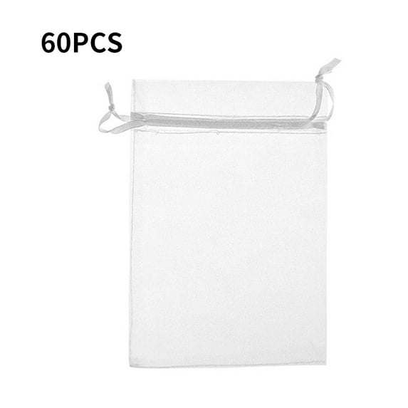 60pcs Mesh candy Bag for Organza Present Storage Bag Drawstring Gift Pouch Wedding Party Decoration