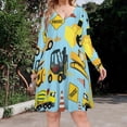 thumbnail image 2 of Construction Trucks Vehicles Pattern - Excavator Dump Truck Backhoe And More Long Sleeve Dresses For Women Vintage Elegant Party Dress Oversized V-neck Dress S-8XL, 2 of 7