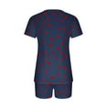 thumbnail image 7 of Women's Pajamas Sets Short Sleeve Lounge Sets Sleepwear Heart T-Shirts Shorts Casual Two Piece Pjs Set, M, 7 of 7