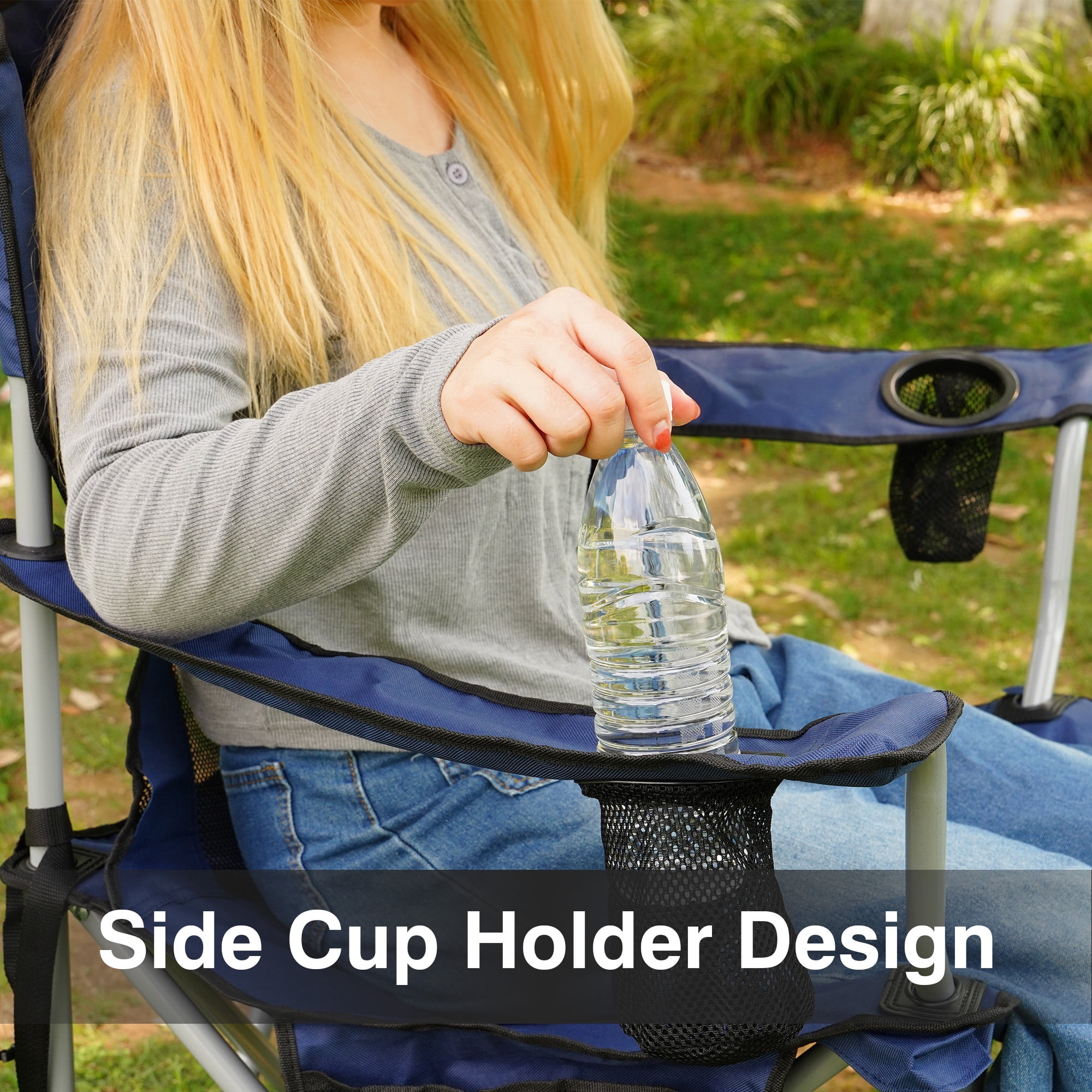Sprint Demon Folding Camp Chair，Portable Outdoor Chair with Cup Holder & Carrying Bag，for Camping, Beach, Fishing, and Sports Events