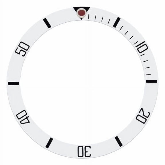 SUBMARINER BEZEL INSERT FOR ROLEX 16610, 16800 SILVER WITH BLACK FONTS RED PEARL