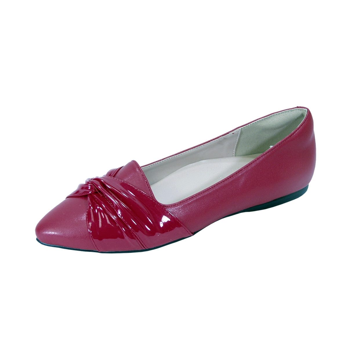 Women Wide Width Pointed Toe Flats RED 
