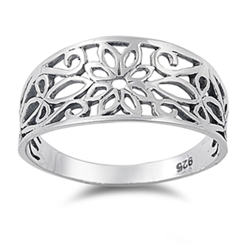 Brightt Heart Cubic Zirconia Cross .925 Sterling Silver Ring Sizes 4-13