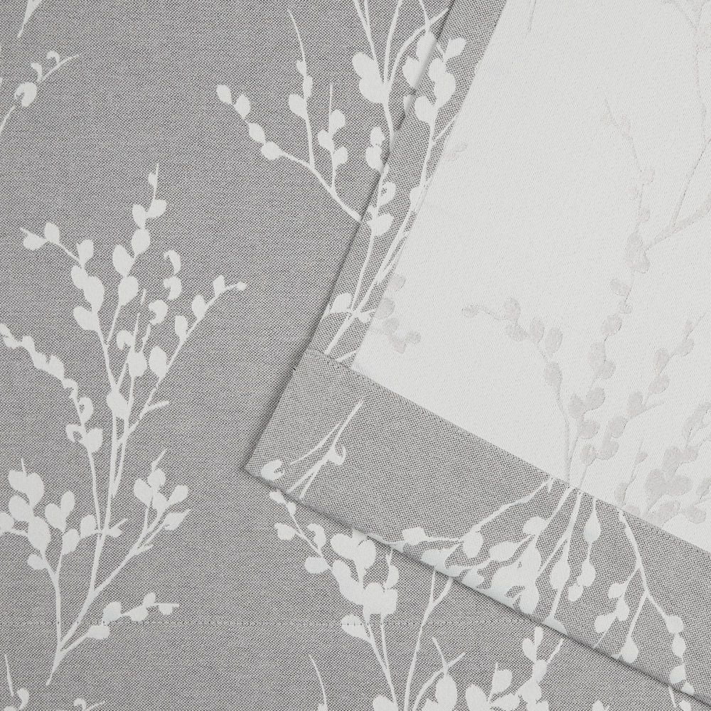 Nicole Miller Turion Floral Room Darkening Blackout Grommet Top Curtain Panel Pair, 52"x96", Ash Grey