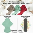 thumbnail image 6 of Wegreeco 6 Pcs Reusable Menstrual Pads, Ultra Absorbent Cotton Cloth Pads for Light / Heavy Flow, Cotton Sanitary Pads for Teens, Women, Nonslip Panty Liners + 1 Pc Wet Bag (Aqua, Burgundy, Coffee), 6 of 6