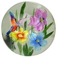 thumbnail image 4 of Alpine Corporation 18" Glass Birdbath w/ Colorful Flowers w/ Metal Stand, 4 of 5