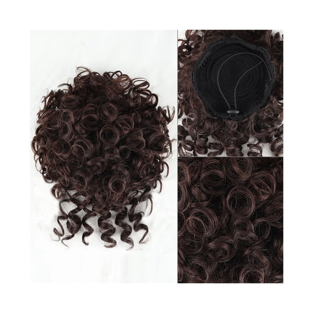 Messy Curly Hair Bun Extension Synthetic Tousled Updo Drawstring Ponytail Hairpiece