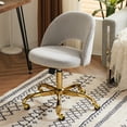 thumbnail image 1 of Ktaxon Office Desk Chair Adjustable Flannel Computer Task Chair Small Rolling Vanity Stool with Wheels for Study Make-up Dressing Gray, 1 of 7