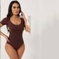 thumbnail image 7 of Viluyesy Shapewear for Womens, Tummy Control Short Sleeve Seamless Slim Fit Yogo Trainer Thong Bodysuit Coffee 3XL, 7 of 7