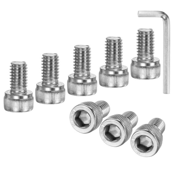 Uxcell 20-Pack M6 x 10mm Hex Socket Head Cap Screws Bolts, 304 Stainless Steel Machine Bolt Full Thread Precision Fasteners