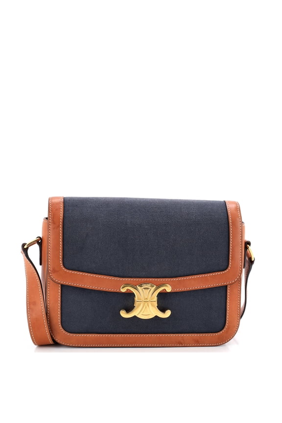 Pre-Owned Triomphe Shoulder Bag Canvas with Leather Medium By Rebag