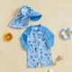 thumbnail image 2 of Traje de baño Engofs A4 azul para niños pequeños con gorro, 2 of 7