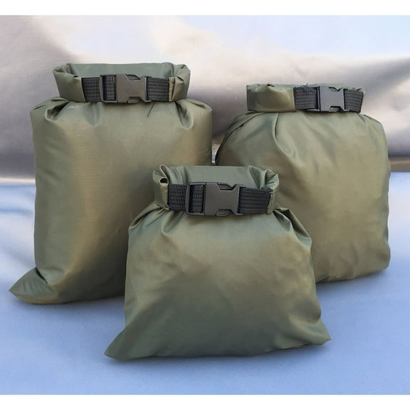 Raindrops 3pcs 1.5L 2.5L 3.5L Waterproof Dry Bag Storage Pouch Bag for Camping Boating Kayaking Rafting Fishing (Army Green)