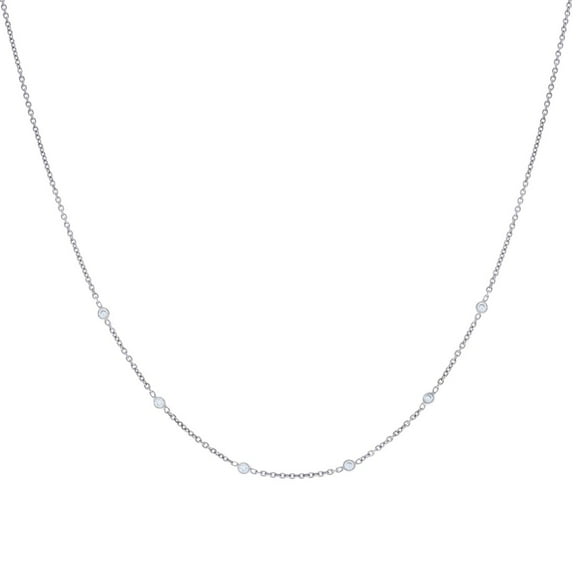 925 Sterling Silver Womens Cubic Zirconia Fashion Chain Necklace 17 Inch Chain Necklace for Women and Men