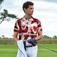 thumbnail image 2 of Kdxio Buffalo Plaid Love And Gnome Print Men's Short Sleeve Polo Shirt,Midweight Men's Shirt, 2 of 5