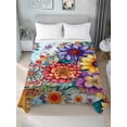 thumbnail image 4 of Twin Flat Sheet 66"x96", Boho Flowers Soft Lightweight Bedding Flat Sheets Only, Bohemia Ethnic Floral Colorful Floral Brushed Microfiber Top Bed Sheet, Breathable StainResistant Bedsheets, 4 of 9