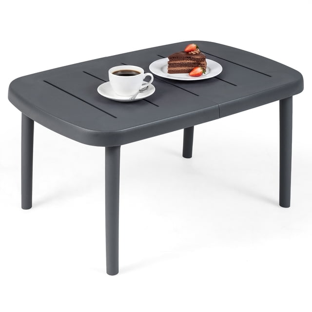 Gymax Outdoor Coffee Table Rectangular Patio Storage Table w/ Aluminum Alloy Rods