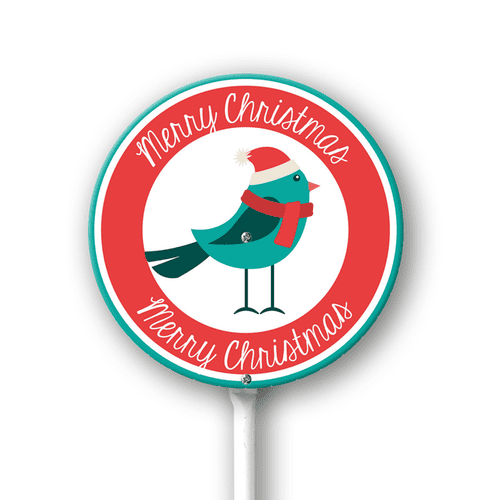 Eveokoki Yard Sign with Stakes Merry Christmas Bird Lawn Sign Winter Lawn Patio Yard Decorations for Holiday Party Home Lawn Pathway Walkway Decorations Supplies, 9.2x9.2Inch