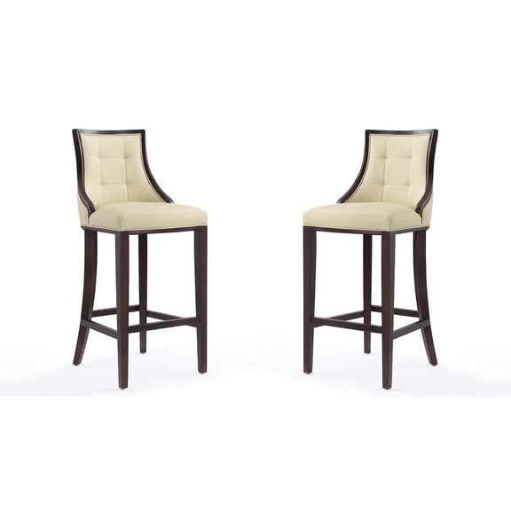 Manhattan Comfort Fifth 31.5" Faux Leather Barstool in Cream (Set of 2)