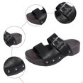 thumbnail image 6 of Rokment Punk Studded Buckles Platform Sandals for Women 2026 Beach Summer Fashion Casual Leather Faux Wooden Footbed Mid Heels Comfortable Walking Slip on Slides Black Size 6, 6 of 9