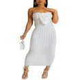 thumbnail image 1 of Women Tube Dress  Strapless Solid Color Tie Front Slim Fit Long Dress, 1 of 3