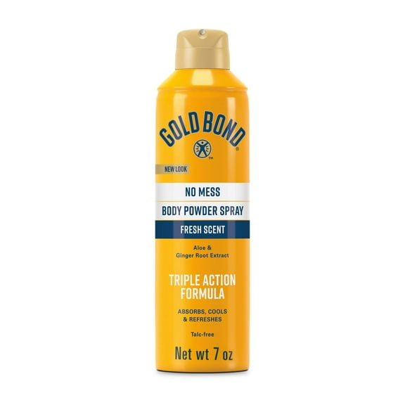 Gold Bond No Mess Talc-Free Body Powder Spray, 7 oz., Fresh Scent, With a Triple Action Formula