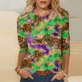 thumbnail image 2 of Penkiiy Carnival Blouse Women's Mardi Gras Fashion Printing Casual Round-Neck 3/4 Sleeve T-shirt Blouse S Multicolor, 2 of 5