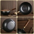thumbnail image 4 of Suntuup Japanese Iron Pan, Uncoated Iron Pan, Hand-Forged Non-Stick Pans without Coating, Japanese Frying Pans with Lid (with Wooden Lid - A,26cm/10.24in), 4 of 7