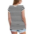 thumbnail image 4 of Staron Hauts pour Femmes Été Liquidation à Moins de 5 $ T-Shirts d'Été à Rayures Froncés à Manches Courtes T-Shirts Basiques Hauts à Col en V Chemises, 4 of 7