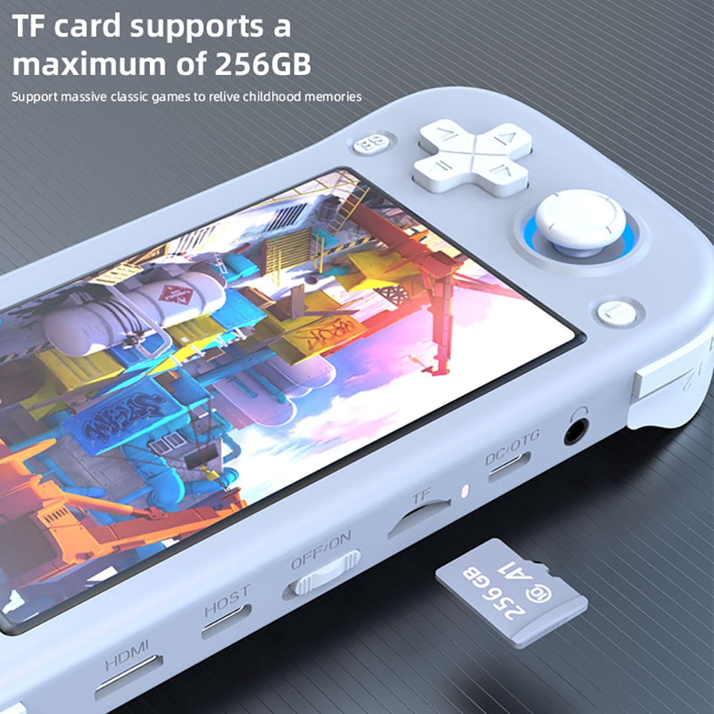 Handheld Video Game Console, 4.3 inch HD Display,Hall Joystick with RGB lights & Triggers, 64G tf (White)