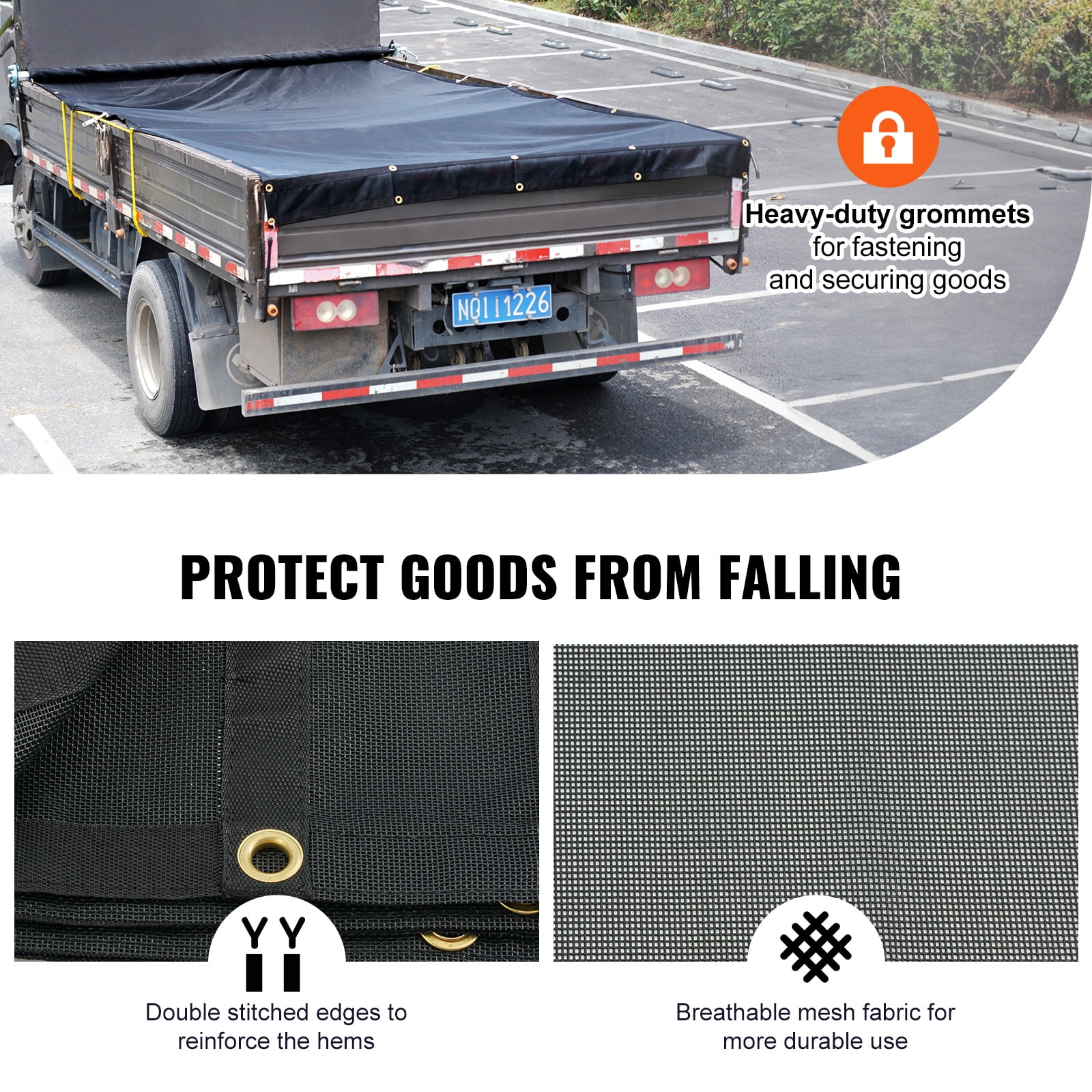 KFFKFF Dump Truck Tarp Mesh Tarp 6 x 14 ft PVC 18oz Double Pockets Trailer Shade