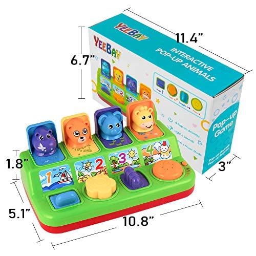 YEEBAY Interactive Pop Up Animals Toy with Music, Animal Sound, Activity  Toys for Ages 9-12 - 18 Months &1 Year Old Kids, Babies, Toddlers, Boys &  