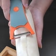 thumbnail image 6 of 2-In-1 Multifunctional Peeler for Fruits & Vegetables,Stainless Steel Peeler,Rotating Shaft, Double-Sided Pivoting Peeler,Peelers for Kitchen Carrot Potato Melon Gadget Vegetable,(Orange), 6 of 6