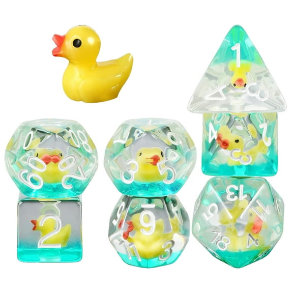 Duck  Resin Dice for 3 4 5 6 7 Year Old Kids,  7PCS Rubber Ducks Dice Toys for Kids Age 5-10 Dungeons and Dragon Dice Set  Role Playing Games and Tabletop Games