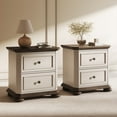 thumbnail image 7 of BELLEZE 24" End Table Farmhouse Nightstand with 2 Drawers, Rustic Wooden Bedside Storage Cabinet for Bedroom or Living Room, Antique White, 7 of 7