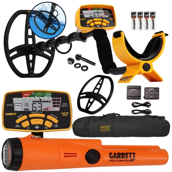 Garrett ACE 400 Metal Detector w/ Z-Lynk Wireless System, Pro Pointer AT & Bag
