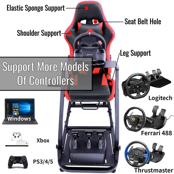 Minneer Racing Simulator Cockpit with Red Racing Seat Racing Wheel Stand Logitech G25 G27 G29 Compatible with PC Platforms - Walmart.com
