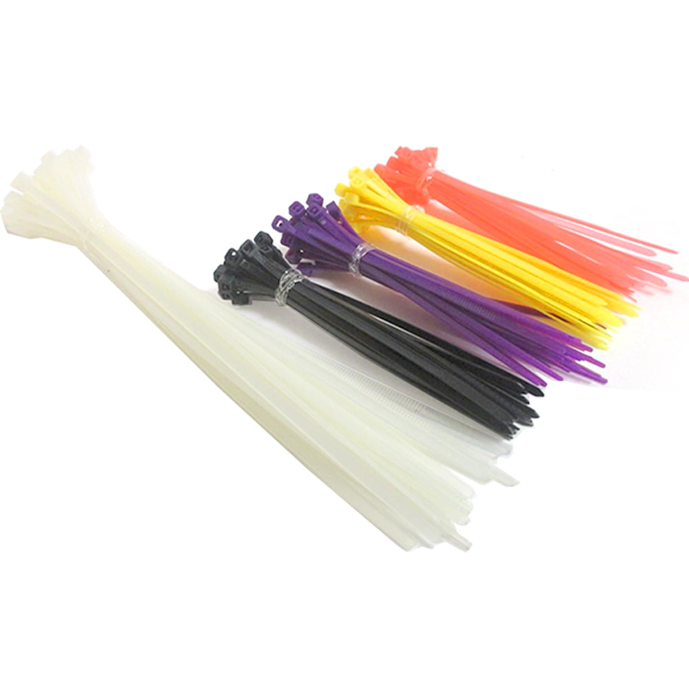 250Pcs Assorted Color Strong Nylon Cable 4-8 In Zip Cord Strap Ties Self Locking 