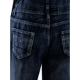 thumbnail image 6 of Feinuhan Womens Blue Denim Jean Straight Leg Distressed Pocket Bib Overalls, 6 of 7