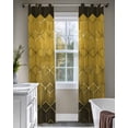 thumbnail image 4 of Yellow Geometric Sheer Curtains 63 Inch Length 2 Panels Set for Living Room/Bedroom, Modern Abstract Art Ombre Kitchen Curtains Grommet Semi-Sheer Curtains Drapes Voile Window Treatments 42"x63"x2, 4 of 7