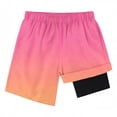 thumbnail image 2 of Eltusu Boys Beach Shorts with Liner, Casual Elastic Waist Summer Above the Knee Board Shorts Hot Pink Size 7-8 T, 2 of 5