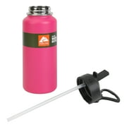 Ozark Trail 32 oz Stainless Steel Flip Straw Water Bottle, Pink