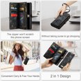thumbnail image 6 of Samsung A52 Leather Detachable Wallet Zipper Case with 8 Card Slots Holder Magnetic case for Galaxy A52 Flip Wallet Handle Wrist Strap Shockproof Pocket Handbag for Man Woman, Black, 6 of 10