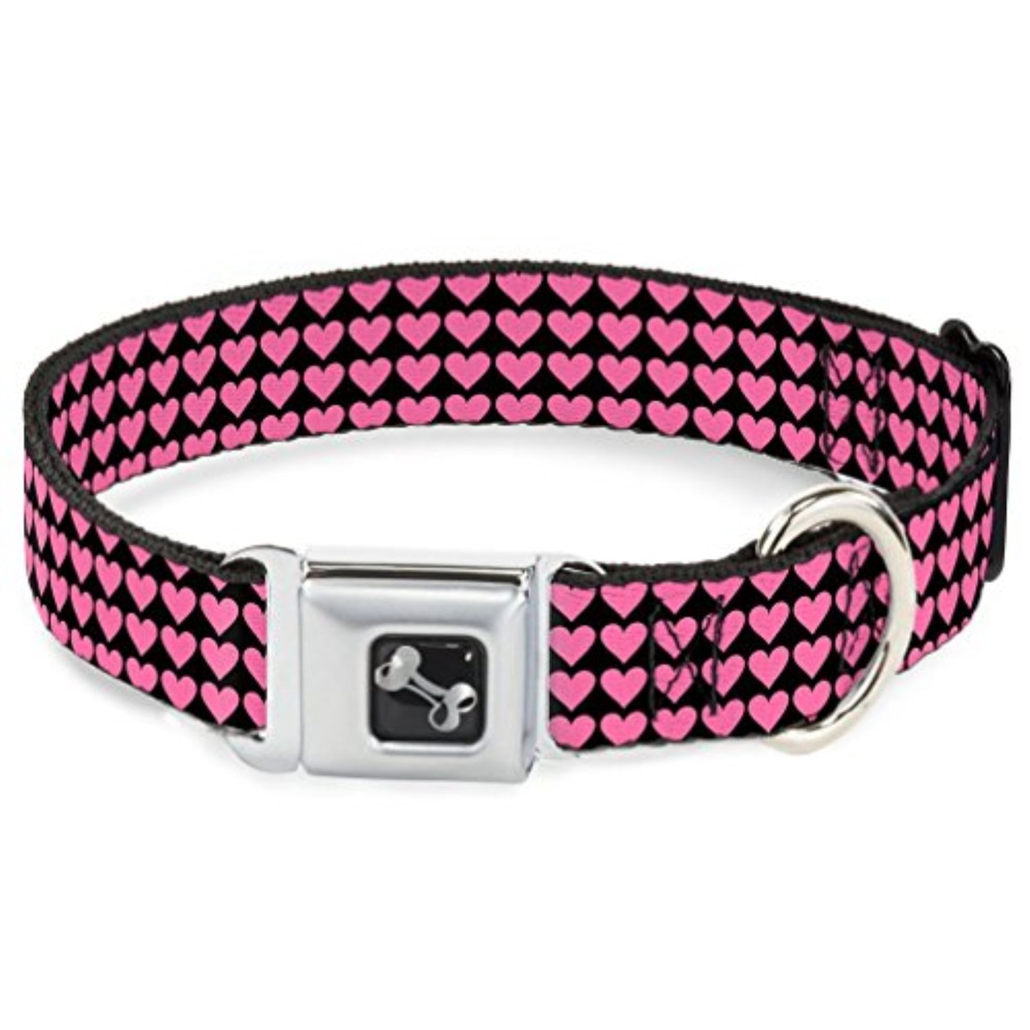buckle down "pink mini hearts dog collars (regular ribbon width (1