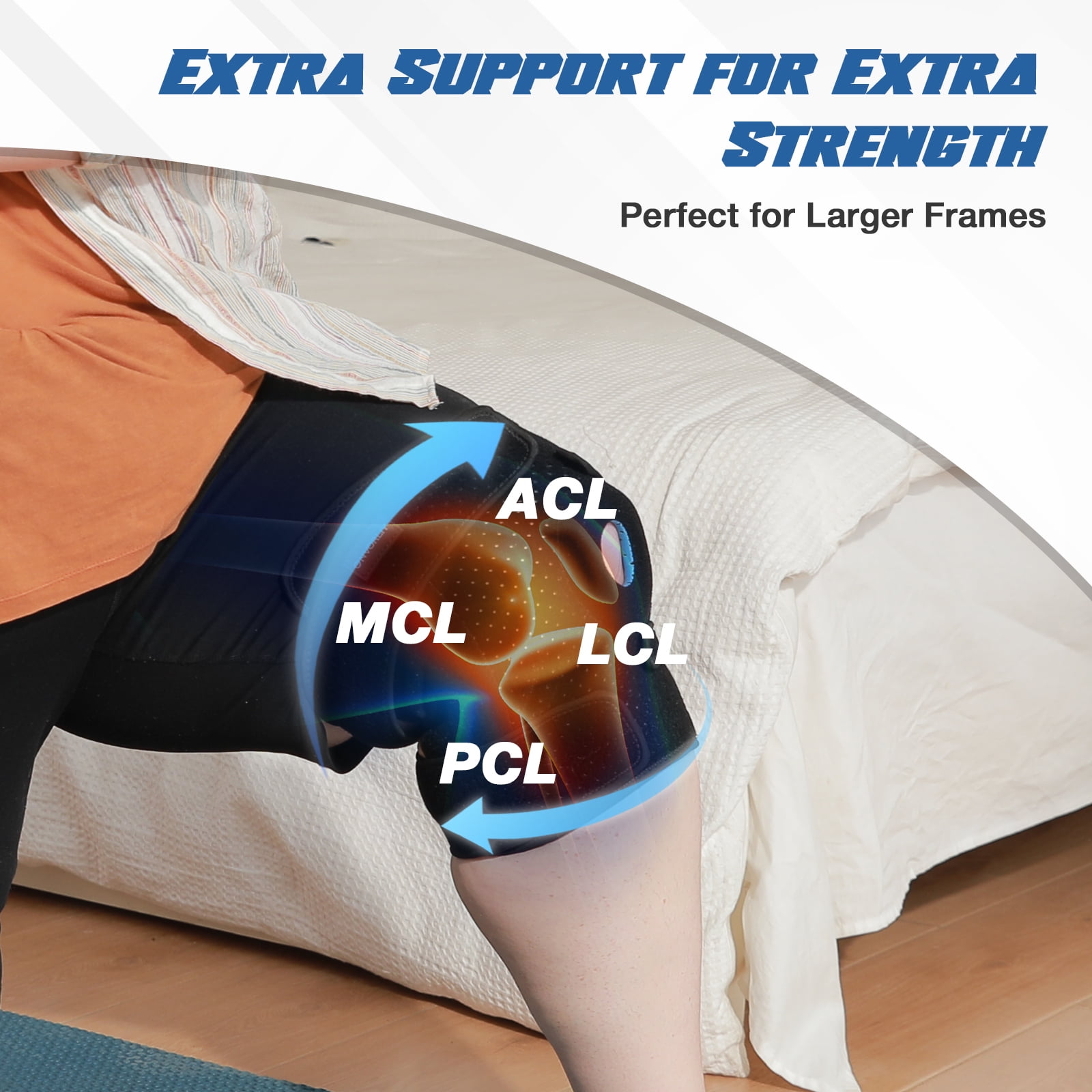 Nvorliy Plus Size Knee Brace for Knee Pain Plus Size (XL-8XL) - Extra Large Knee Brace with Side Stabilizers for Arthritis, Meniscus Tear, Knee Pain Relief, ACL, LCL, MCL (Black)