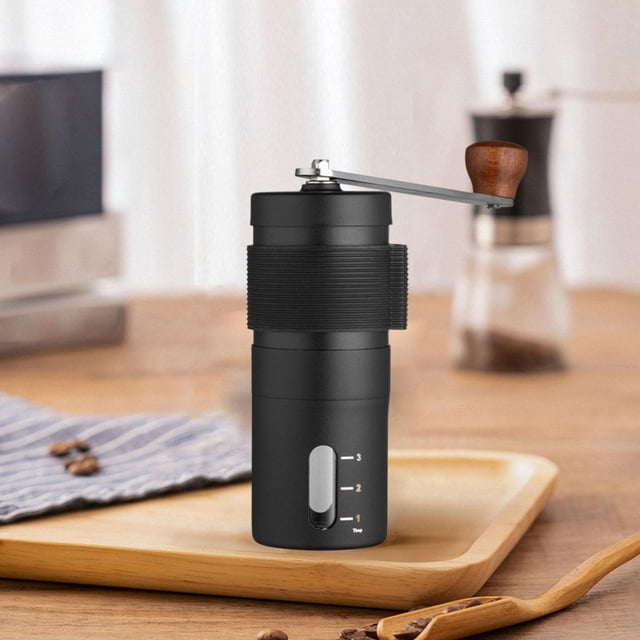 Molinillo de café manual con manivela, molinillos de rebabas cónicas, máquina de café expreso manual a prueba de herrumbre para cocina, viajes al aire Negro