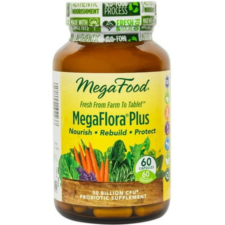 MegaFood MegaFlora Plus 50 Billion CFU Probiotic Supplement - 60 Vegetarian Capsules | Nourish | Rebuild | Protect - Walmart.com